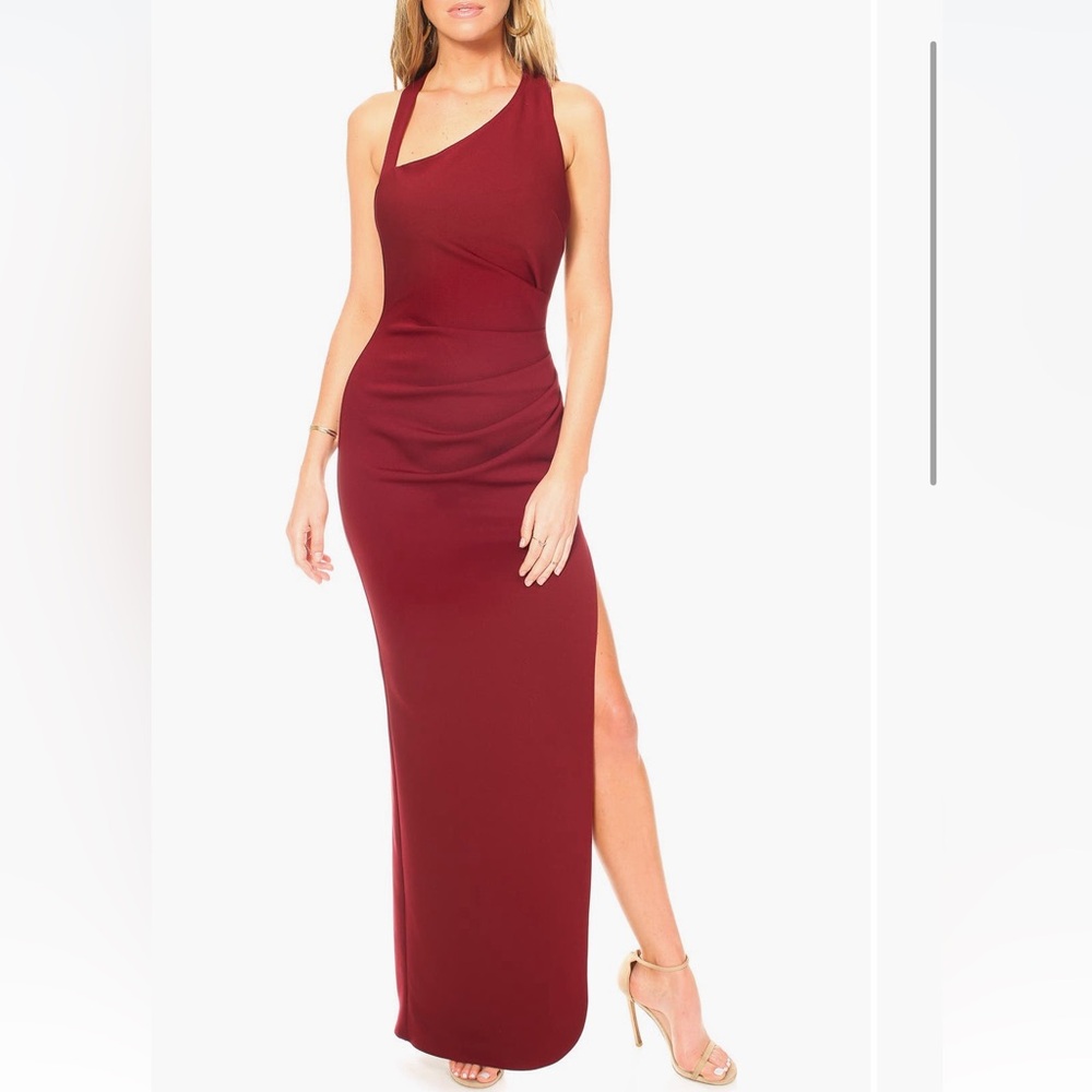 Katie May Ruched One Shoulder Gown